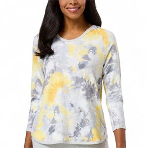 Cato Fashions French Terry Top Size 22/24W Yellow and Grey